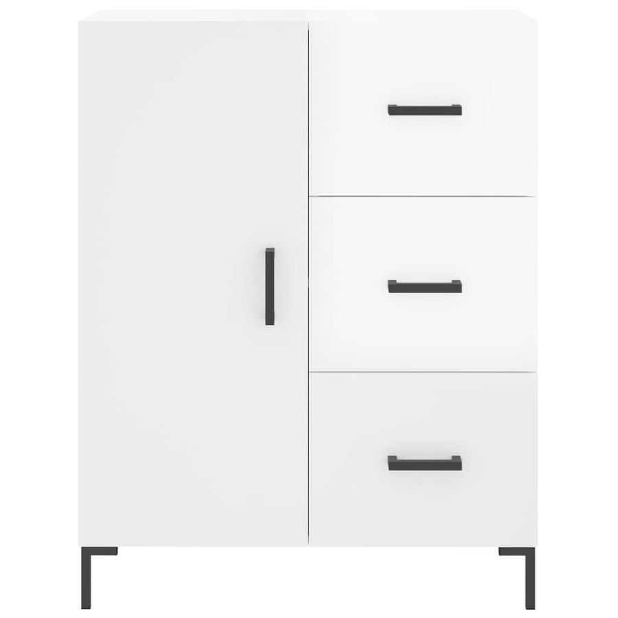 Dressoir 69,5X34X90 Cm Bewerkt Hout Hoogglans Wit
