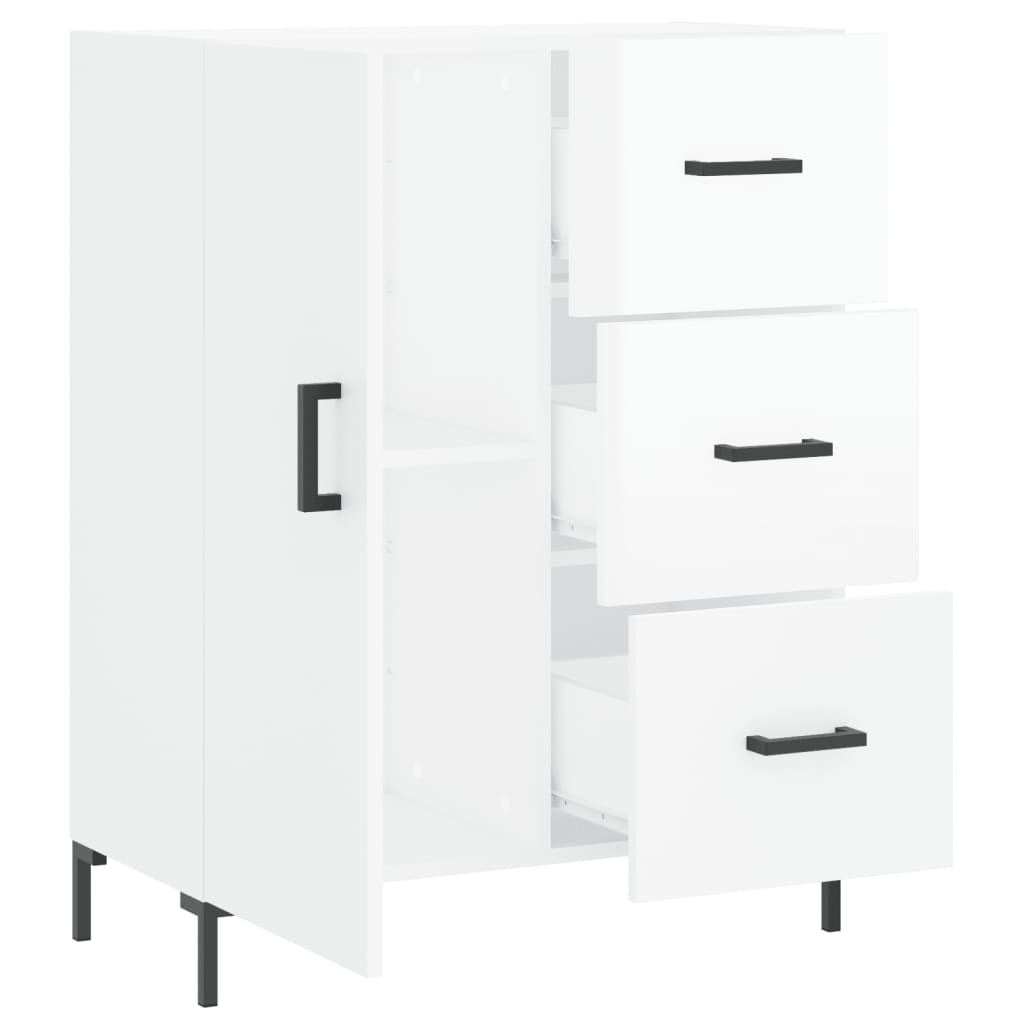 Dressoir 69,5X34X90 Cm Bewerkt Hout Hoogglans Wit