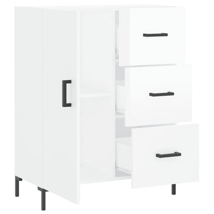 Dressoir 69,5X34X90 Cm Bewerkt Hout Hoogglans Wit