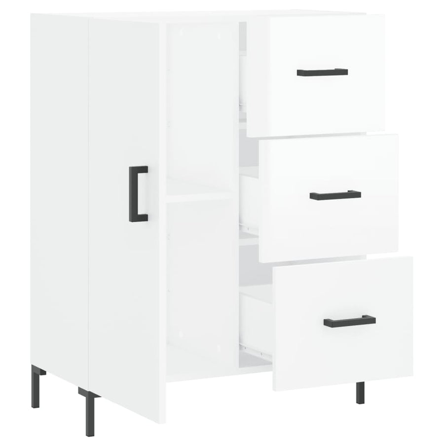 Dressoir 69,5X34X90 Cm Bewerkt Hout Hoogglans Wit