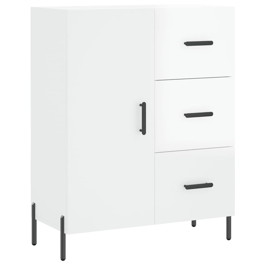 Dressoir 69,5X34X90 Cm Bewerkt Hout Hoogglans Wit