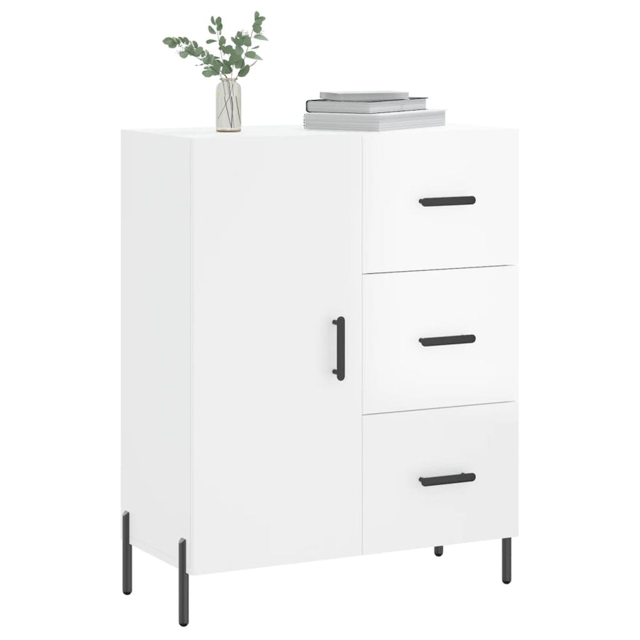 Dressoir 69,5X34X90 Cm Bewerkt Hout Hoogglans Wit