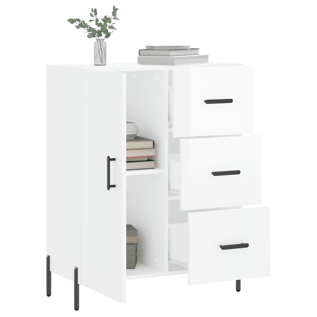 Dressoir 69,5X34X90 Cm Bewerkt Hout Hoogglans Wit