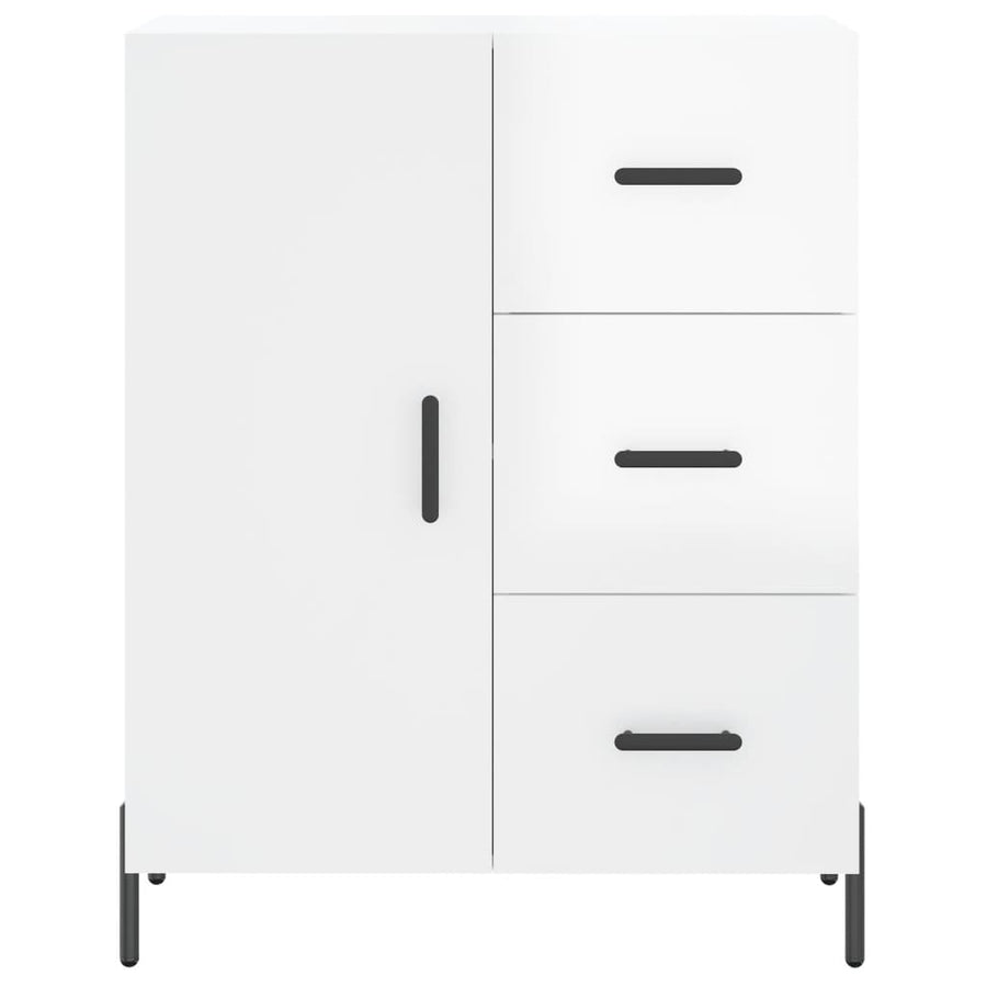 Dressoir 69,5X34X90 Cm Bewerkt Hout Hoogglans Wit