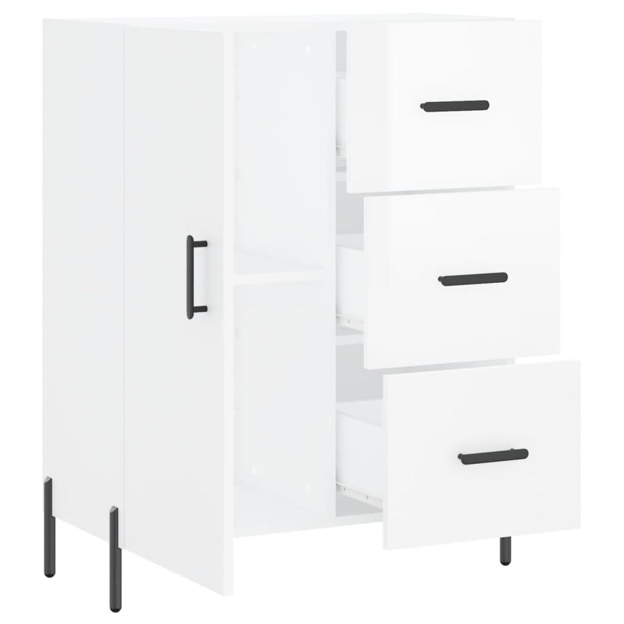 Dressoir 69,5X34X90 Cm Bewerkt Hout Hoogglans Wit
