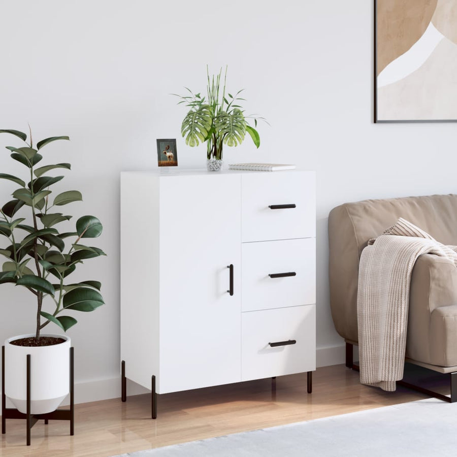 Dressoir 69,5X34X90 Cm Bewerkt Hout Hoogglans Wit