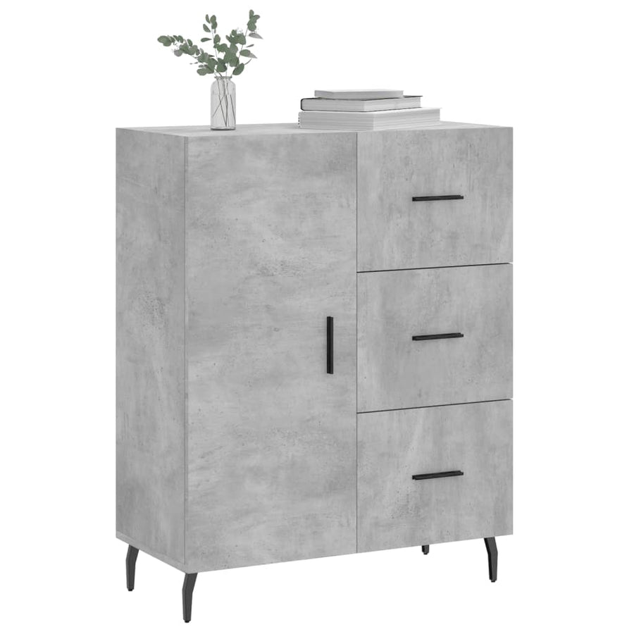 Dressoir 69,5X34X90 Cm Bewerkt Hout Betongrijs