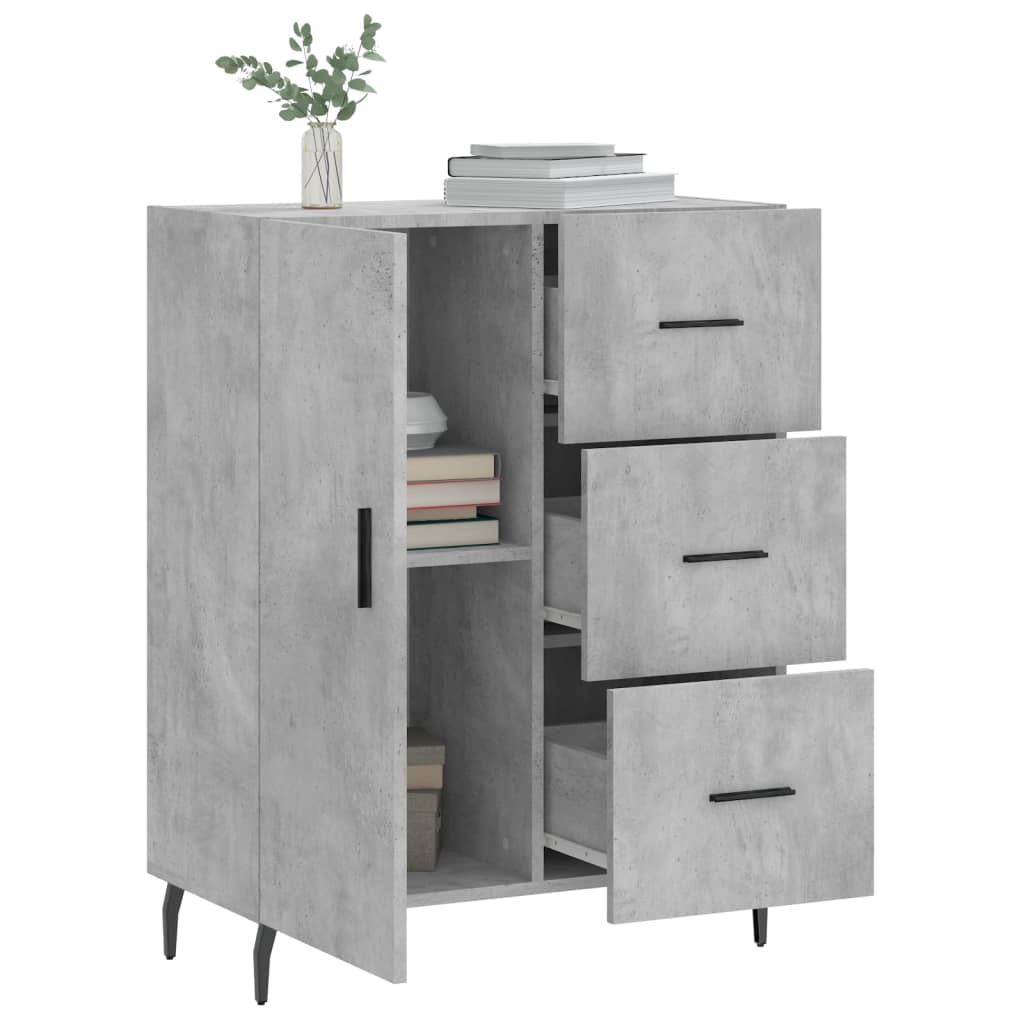 Dressoir 69,5X34X90 Cm Bewerkt Hout Betongrijs