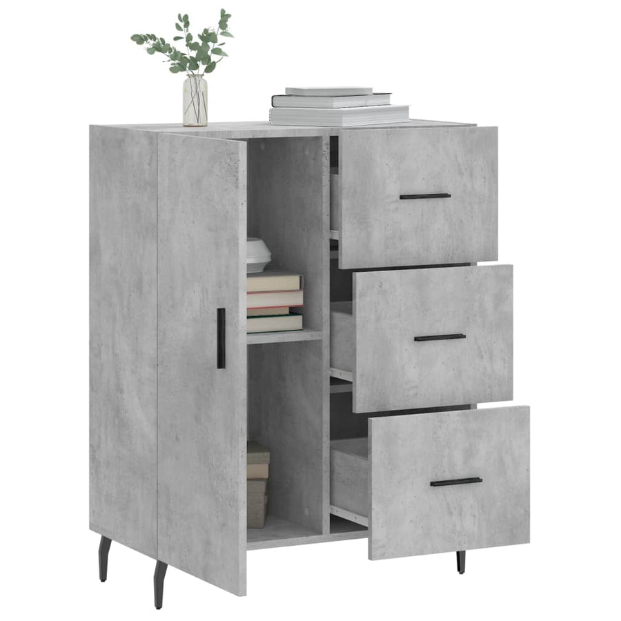 Dressoir 69,5X34X90 Cm Bewerkt Hout Betongrijs