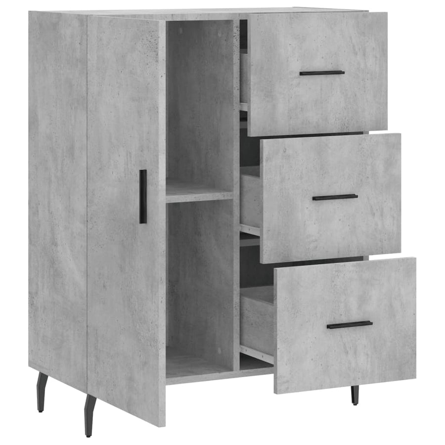 Dressoir 69,5X34X90 Cm Bewerkt Hout Betongrijs