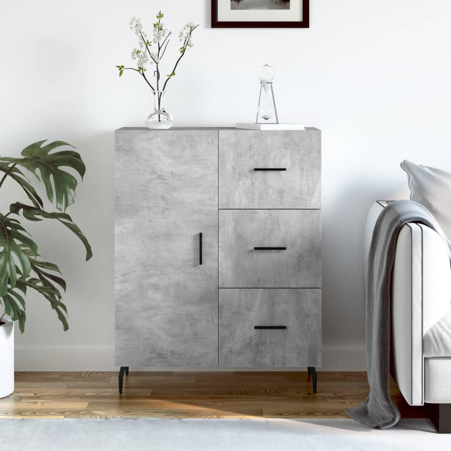 Dressoir 69,5X34X90 Cm Bewerkt Hout Betongrijs