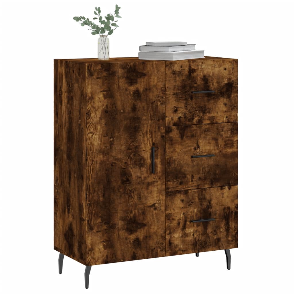 Dressoir 69,5X34X90 Cm Bewerkt Hout Gerookt Eikenkleurig