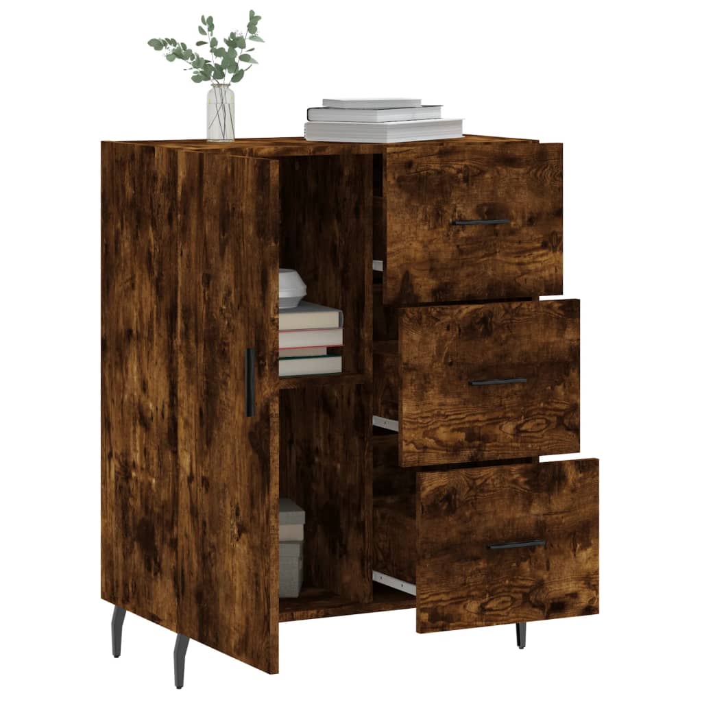 Dressoir 69,5X34X90 Cm Bewerkt Hout Gerookt Eikenkleurig