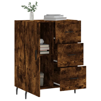 Dressoir 69,5X34X90 Cm Bewerkt Hout Gerookt Eikenkleurig