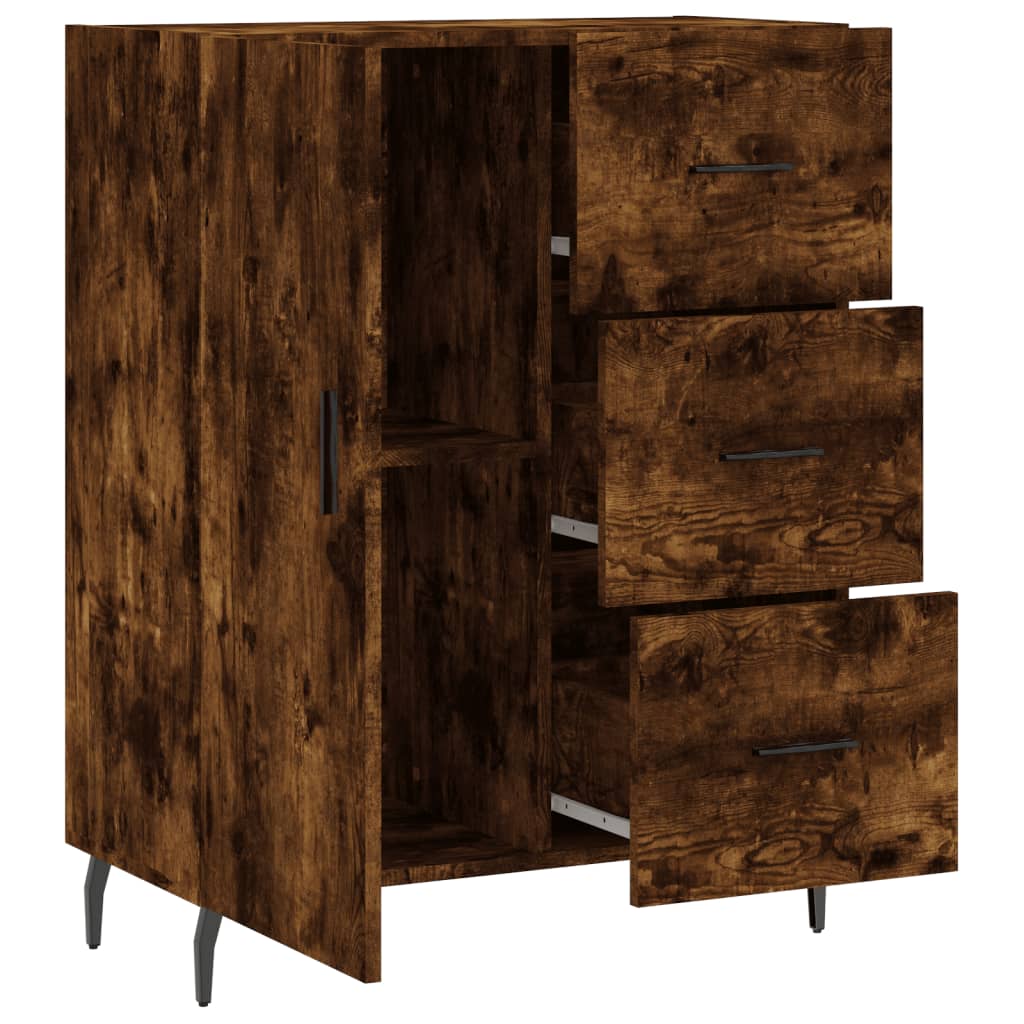 Dressoir 69,5X34X90 Cm Bewerkt Hout Gerookt Eikenkleurig