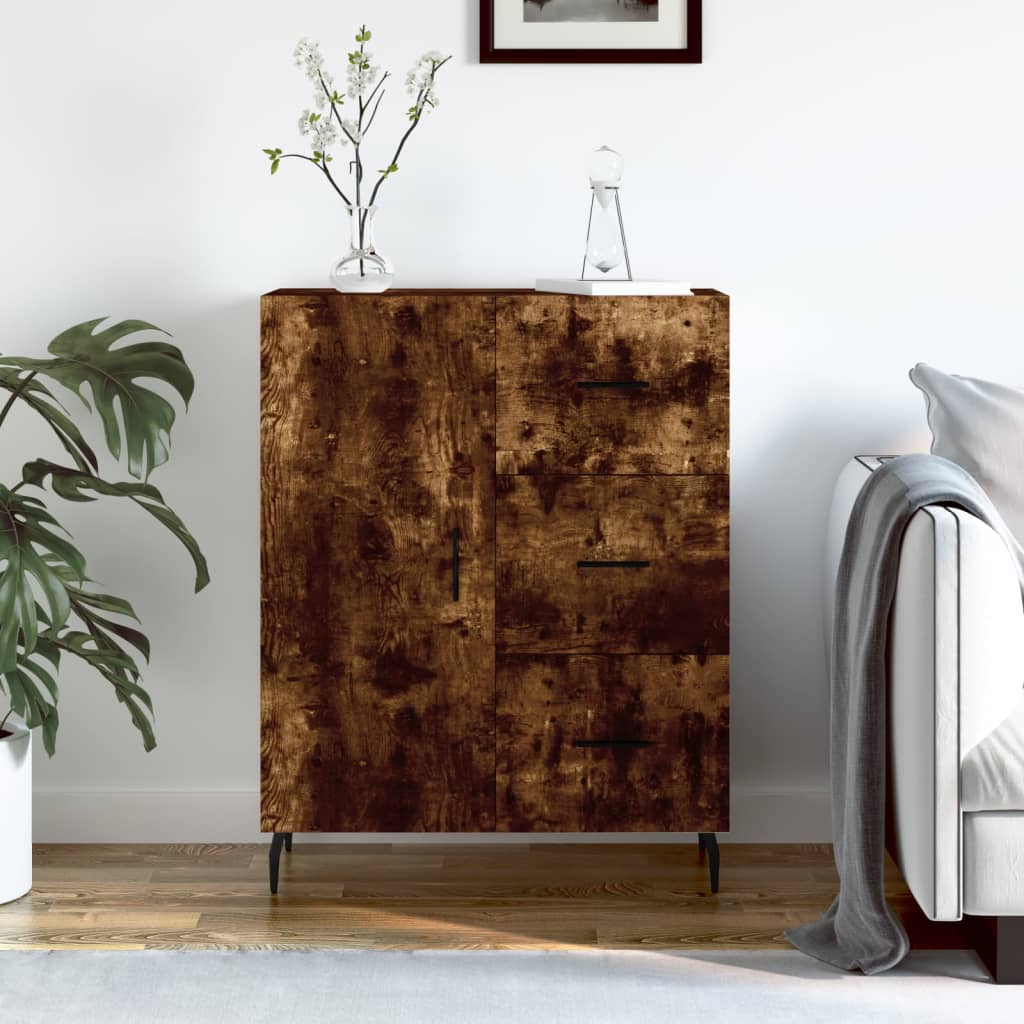Dressoir 69,5X34X90 Cm Bewerkt Hout Gerookt Eikenkleurig