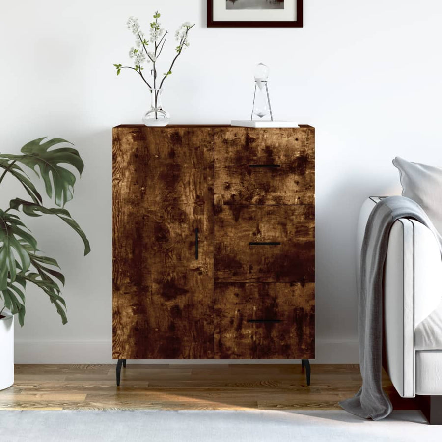 Dressoir 69,5X34X90 Cm Bewerkt Hout Gerookt Eikenkleurig