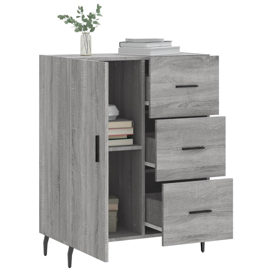 Dressoir 69,5X34X90 Cm Bewerkt Hout Grijs Sonoma Eikenkleurig