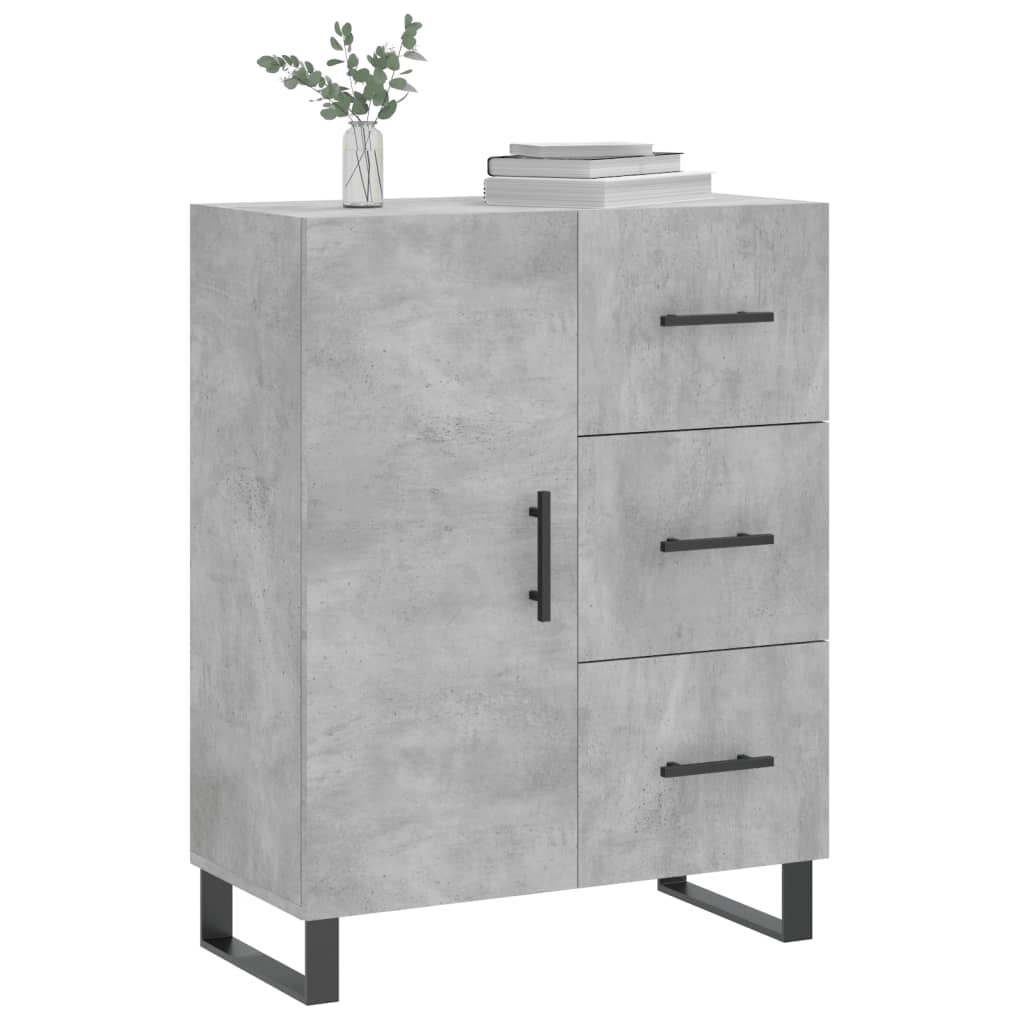 Dressoir 69,5X34X90 Cm Bewerkt Hout Betongrijs