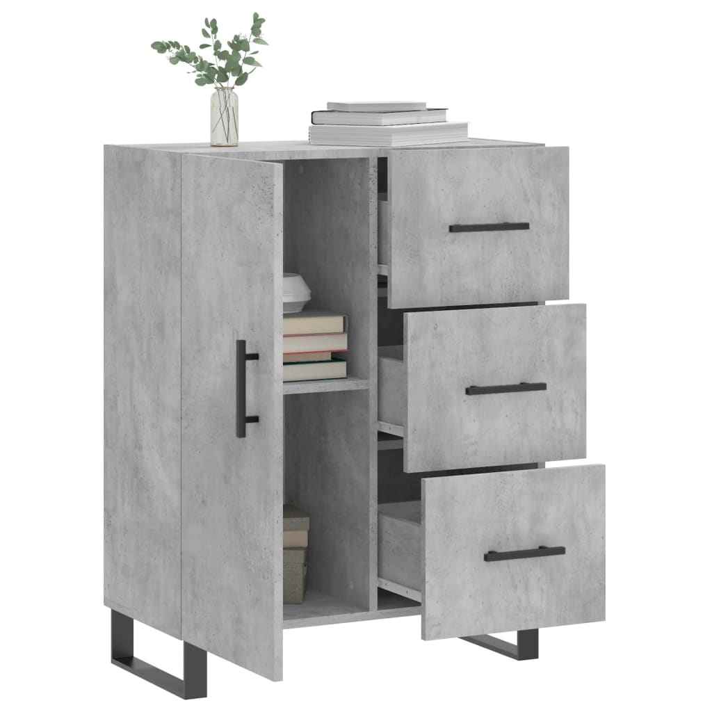 Dressoir 69,5X34X90 Cm Bewerkt Hout Betongrijs