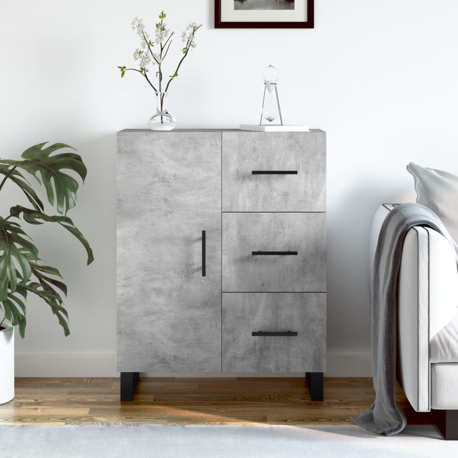 Dressoir 69,5X34X90 Cm Bewerkt Hout Betongrijs