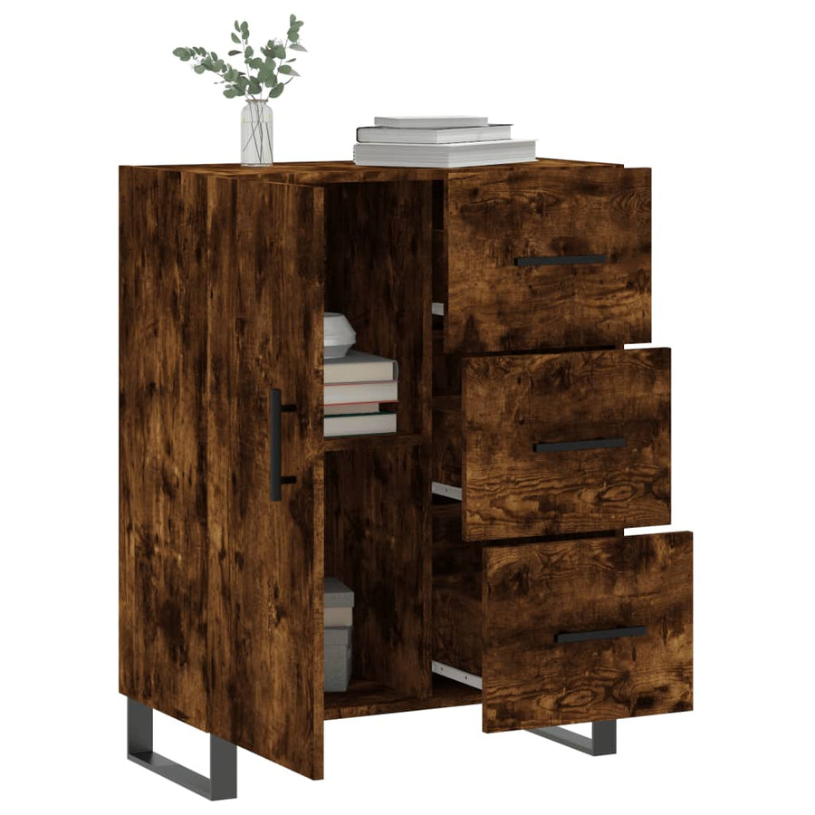 Dressoir 69,5X34X90 Cm Bewerkt Hout Kleurig Gerookt eiken