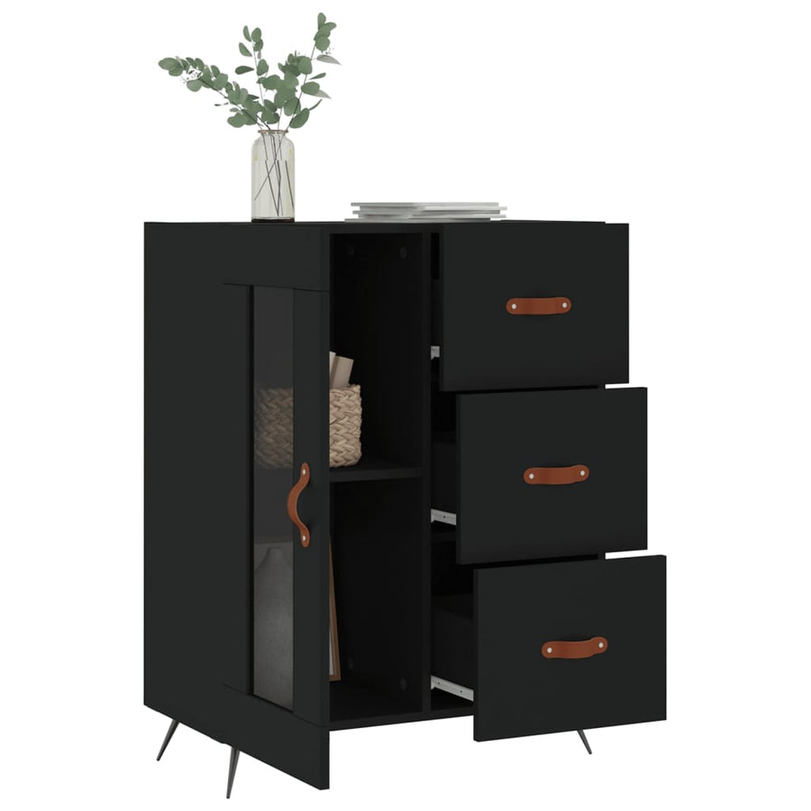 Dressoir 69,5X34X90 Cm Bewerkt Hout Zwart
