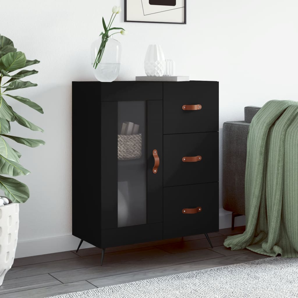 Dressoir 69,5X34X90 Cm Bewerkt Hout Zwart