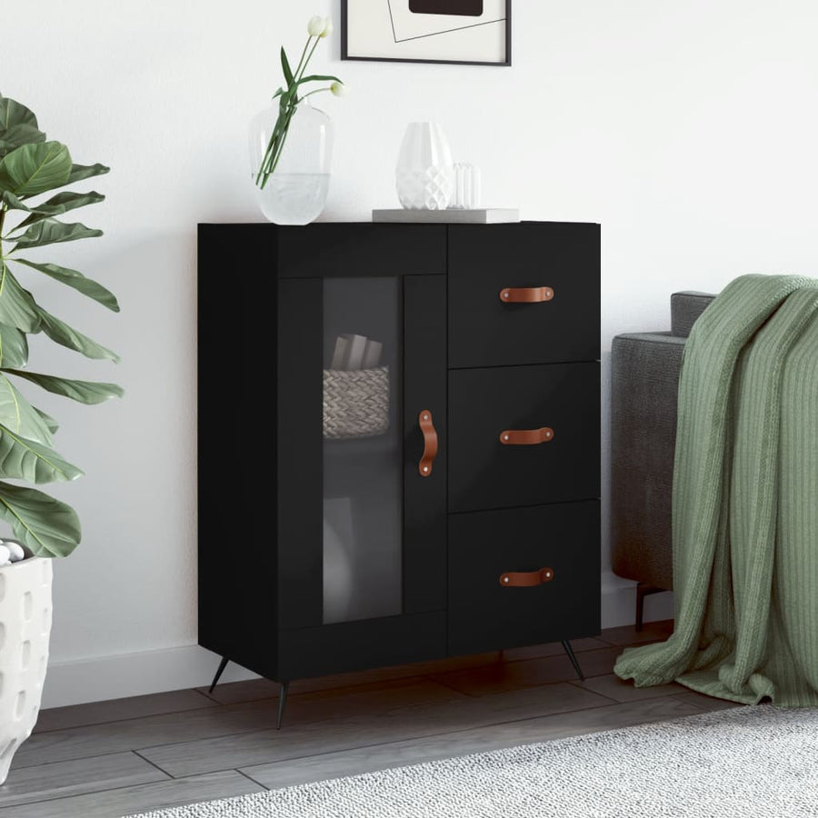 Dressoir 69,5X34X90 Cm Bewerkt Hout Zwart
