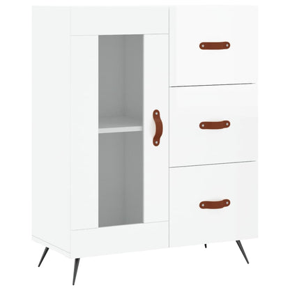 Dressoir 69,5X34X90 Cm Bewerkt Hout Hoogglans Wit
