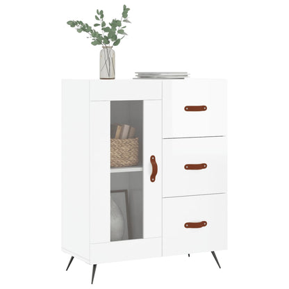Dressoir 69,5X34X90 Cm Bewerkt Hout Hoogglans Wit