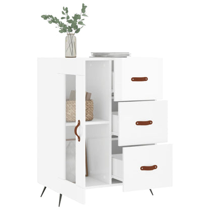 Dressoir 69,5X34X90 Cm Bewerkt Hout Hoogglans Wit