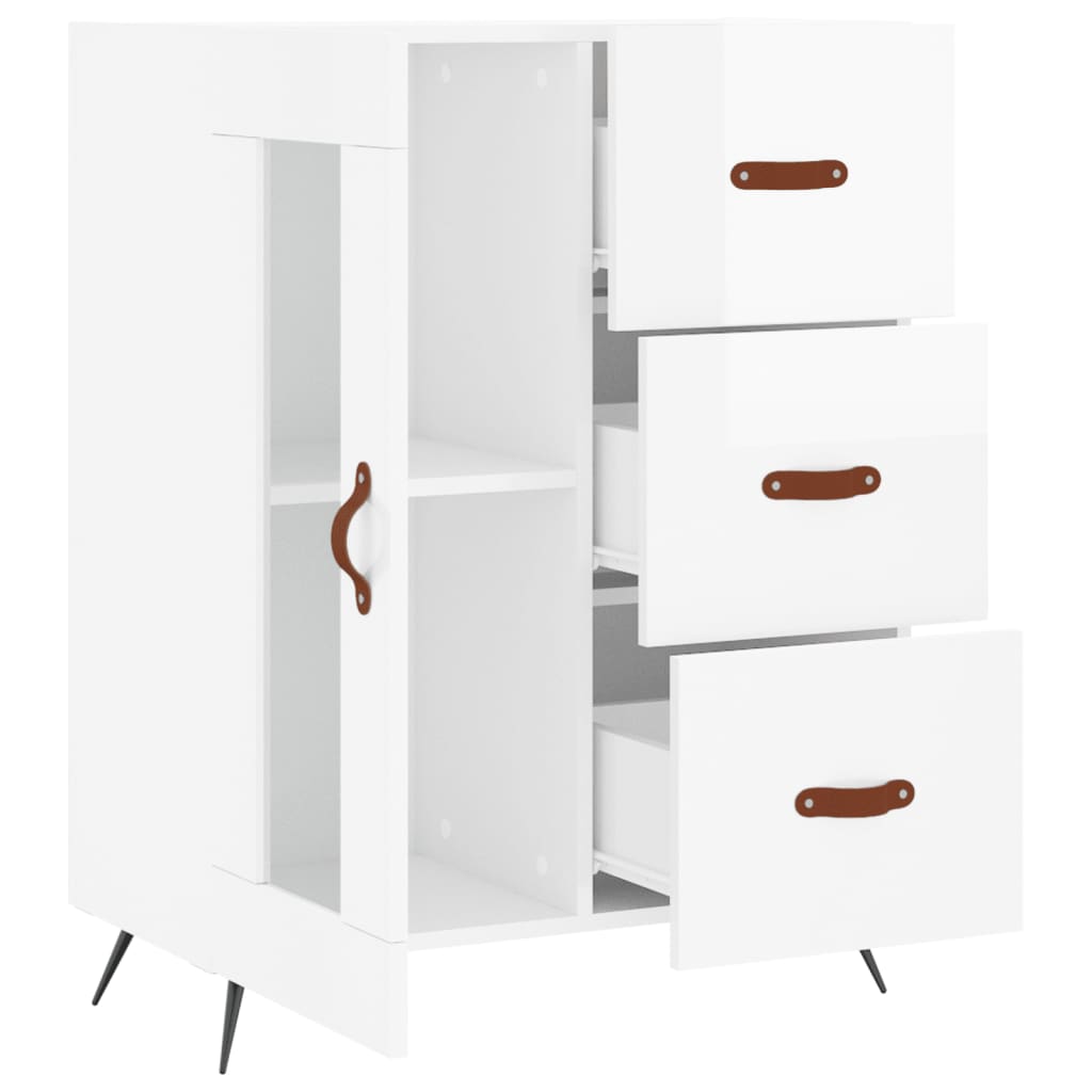 Dressoir 69,5X34X90 Cm Bewerkt Hout Hoogglans Wit