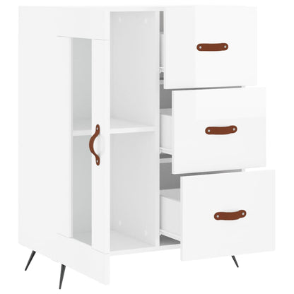 Dressoir 69,5X34X90 Cm Bewerkt Hout Hoogglans Wit