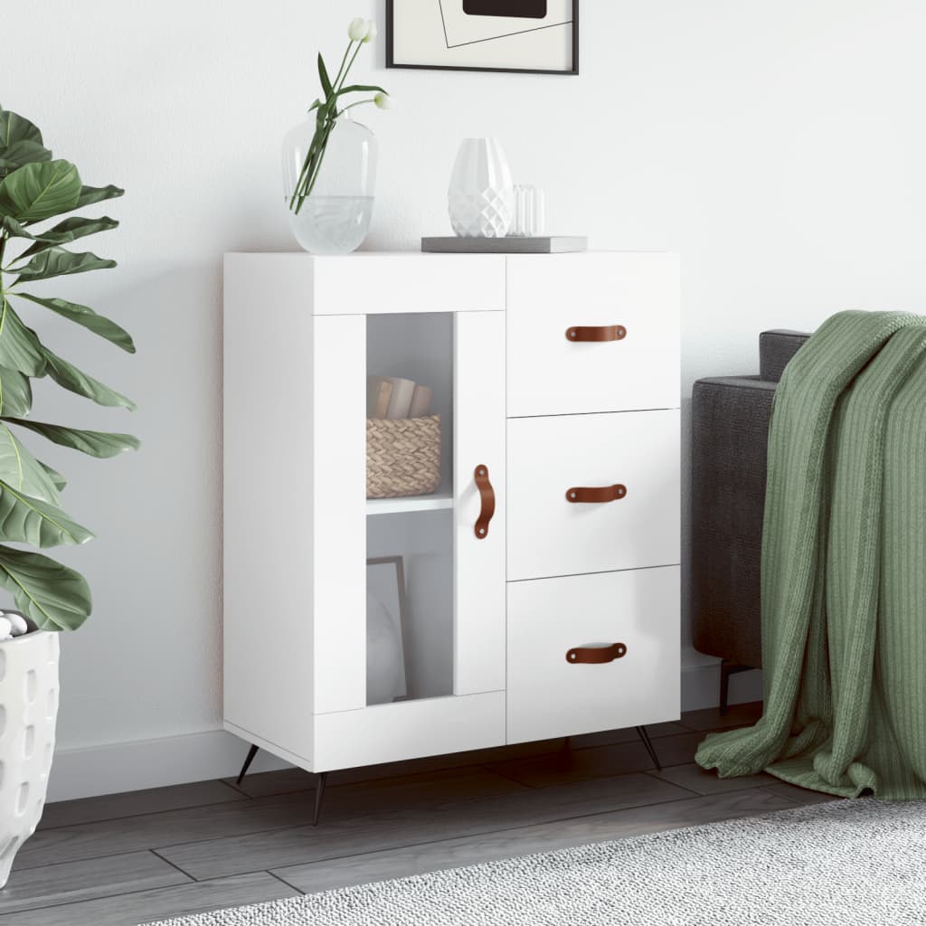 Dressoir 69,5X34X90 Cm Bewerkt Hout Hoogglans Wit