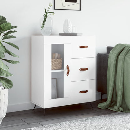 Dressoir 69,5X34X90 Cm Bewerkt Hout Hoogglans Wit