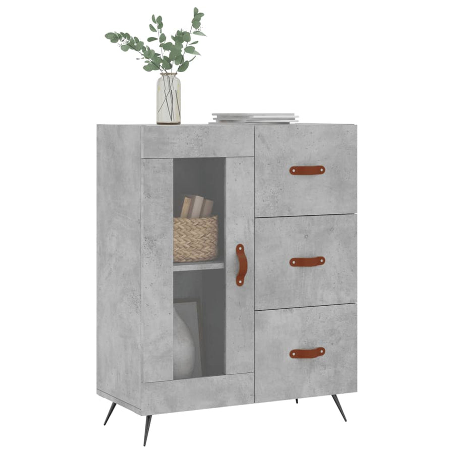 Dressoir 69,5X34X90 Cm Bewerkt Hout Betongrijs