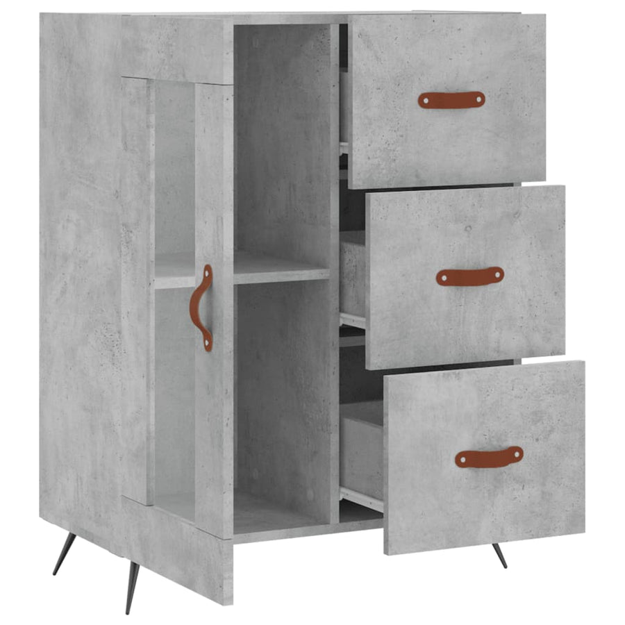 Dressoir 69,5X34X90 Cm Bewerkt Hout Betongrijs