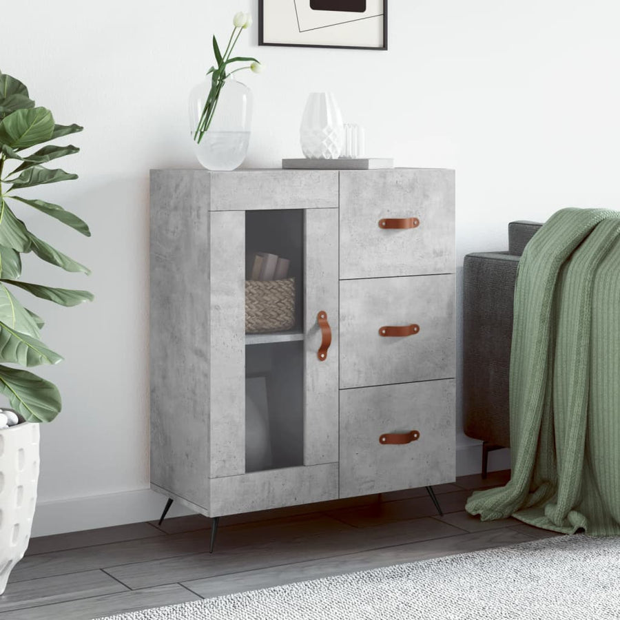 Dressoir 69,5X34X90 Cm Bewerkt Hout Betongrijs