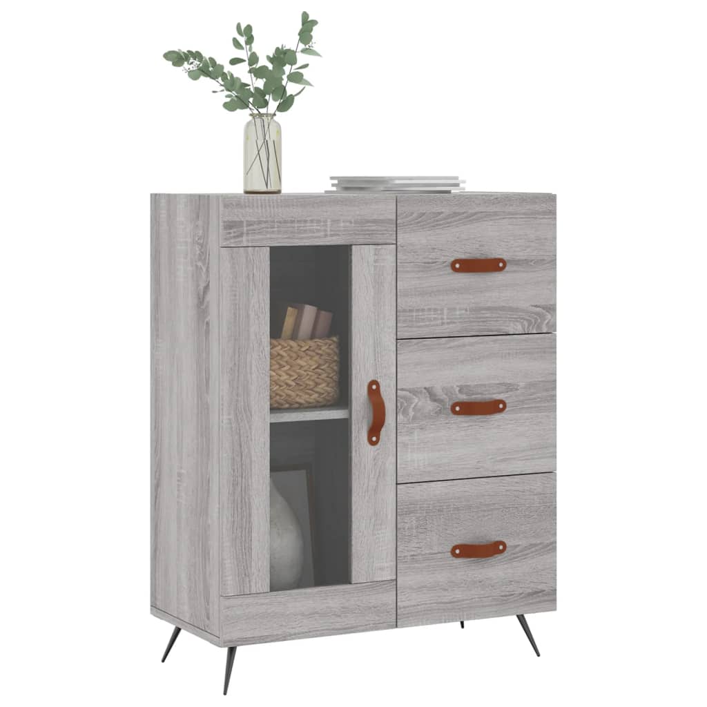 Dressoir 69,5X34X90 Cm Bewerkt Hout Grijs Sonoma Eikenkleurig