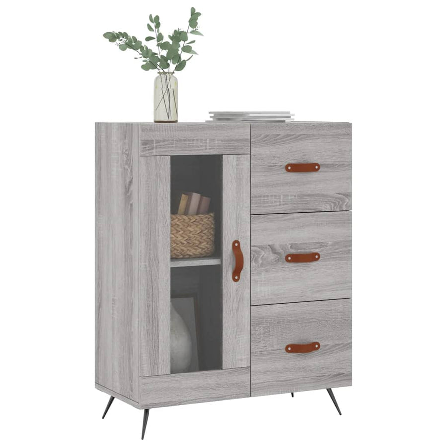 Dressoir 69,5X34X90 Cm Bewerkt Hout Grijs Sonoma Eikenkleurig