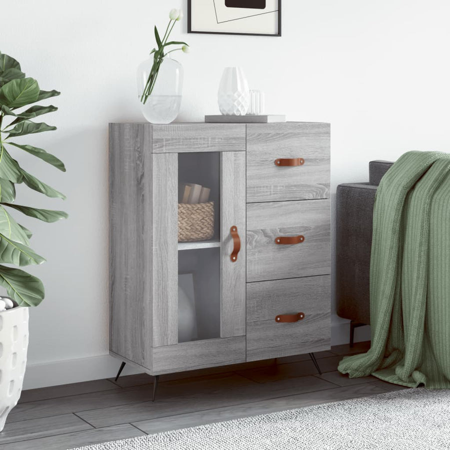 Dressoir 69,5X34X90 Cm Bewerkt Hout Grijs Sonoma Eikenkleurig