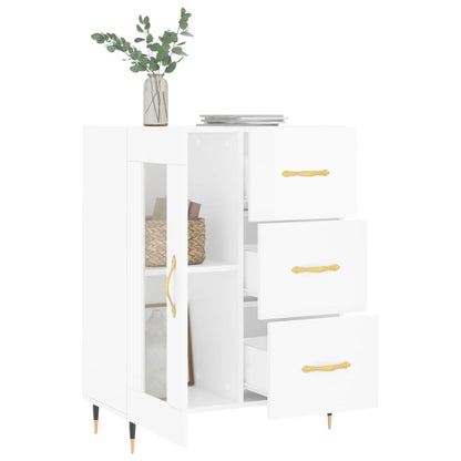 Dressoir 69,5X34X90 Cm Bewerkt Hout Hoogglans Wit
