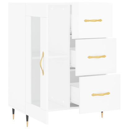 Dressoir 69,5X34X90 Cm Bewerkt Hout Hoogglans Wit