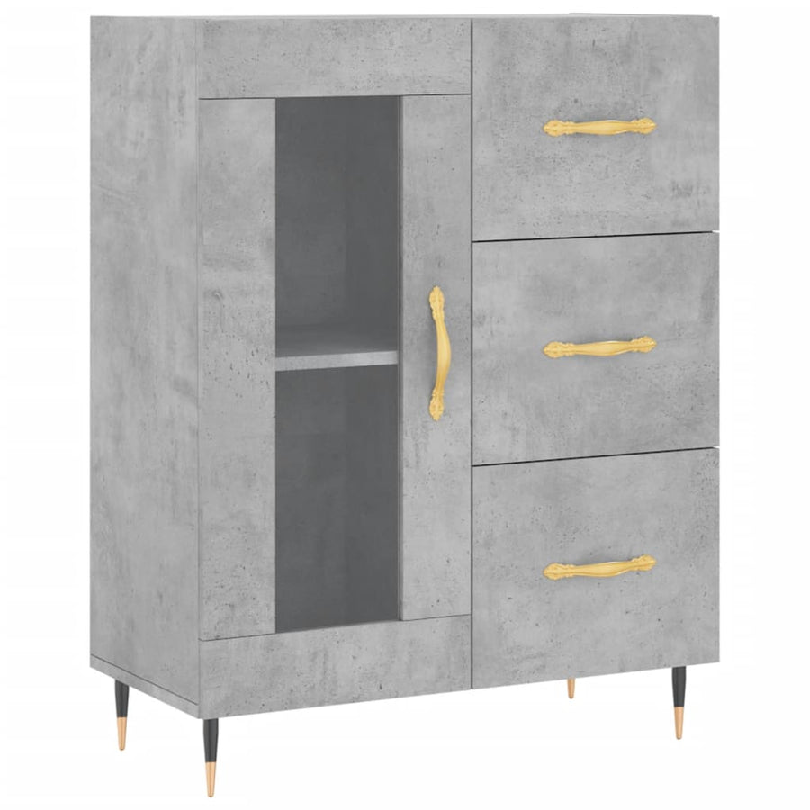 Dressoir 69,5X34X90 Cm Bewerkt Hout Betongrijs