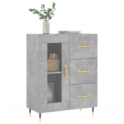 Dressoir 69,5X34X90 Cm Bewerkt Hout Betongrijs