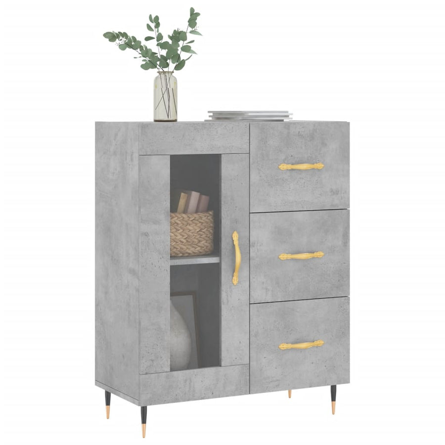 Dressoir 69,5X34X90 Cm Bewerkt Hout Betongrijs