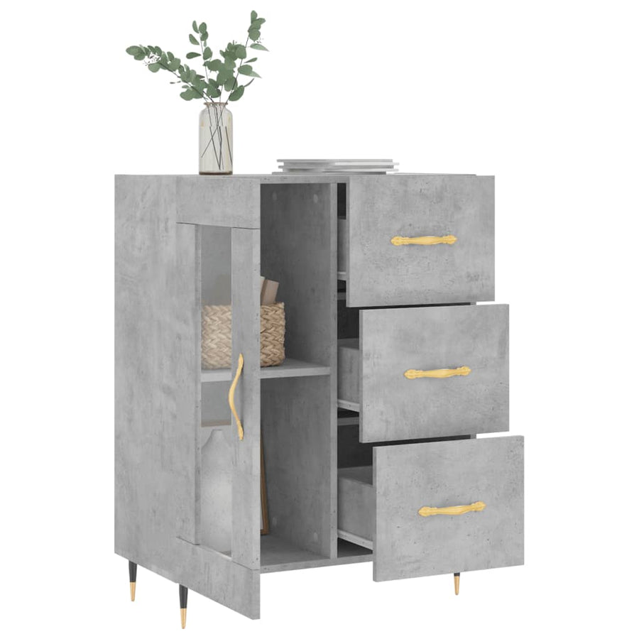 Dressoir 69,5X34X90 Cm Bewerkt Hout Betongrijs