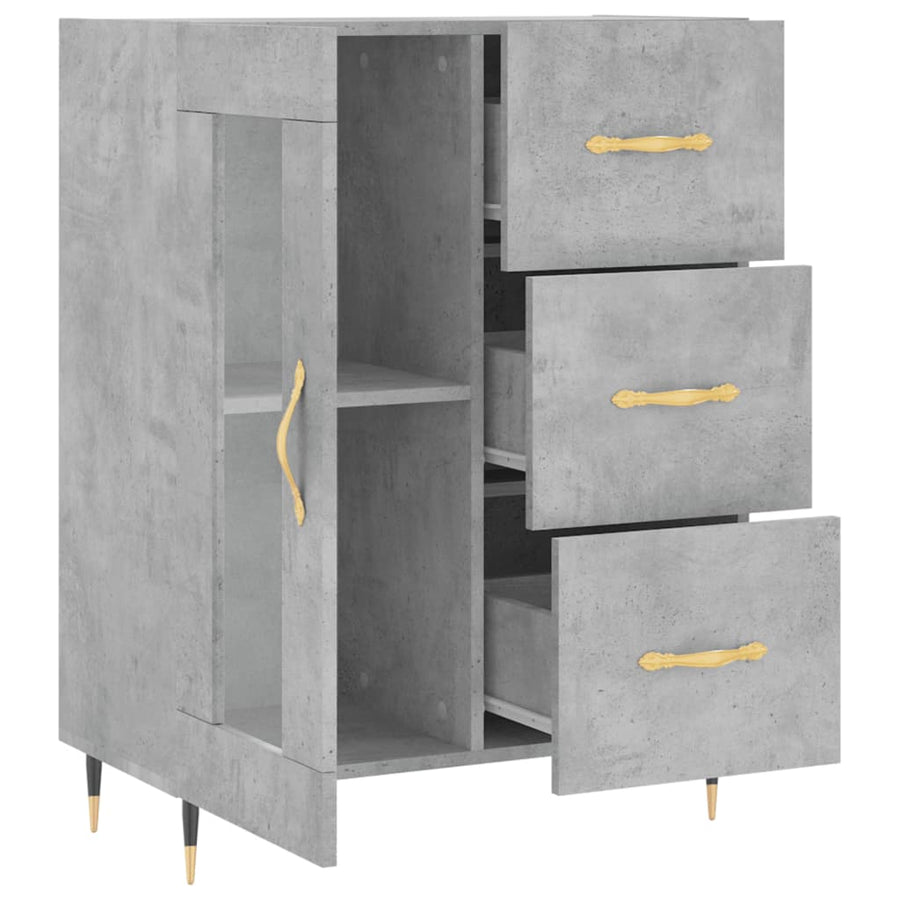 Dressoir 69,5X34X90 Cm Bewerkt Hout Betongrijs