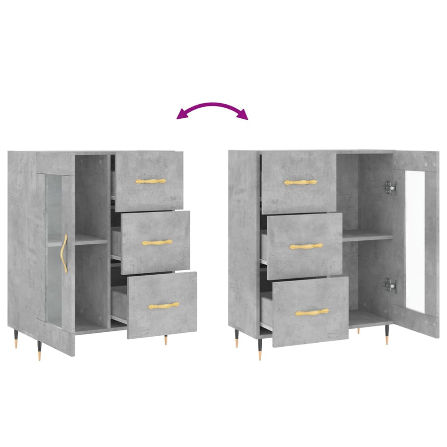 Dressoir 69,5X34X90 Cm Bewerkt Hout Betongrijs